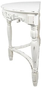 Consolă shabby chic, alb, cu ornamente sculptate în lemn, Agatha