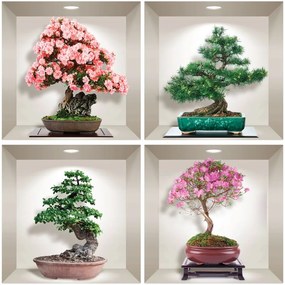 Set 4 autocolante 3D pentru perete Ambiance Bonsai of Seasons