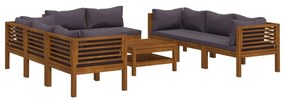 3086904 vidaXL Set mobilier de grădină cu perne, 9 piese, lemn masiv de acacia