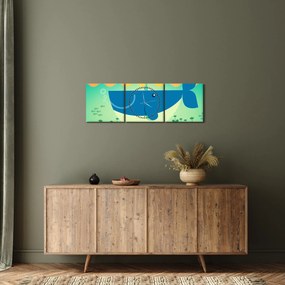 Tablou - Balenă veselă în mare (cu ceas) (90x30 cm)