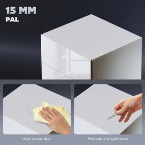 HOMCOM Noptieră cu Lumini LED Reglabile, 3 Sertare și Telecomandă, 40x35x60 cm, Alb | Aosom Romania