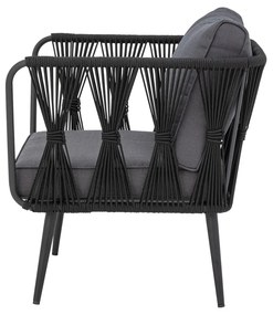Fotoliu de exterior, negru, din metal, Pavone