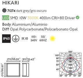 Aplica LED de exterior design modern IP65 HIKARI