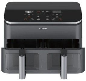 Friteuza cu aer cald Cosori Dual Basket CAF-R901-AEU, 1750 W, 8.5 L, 8 programe, Timer, Ecran tactil, Negru