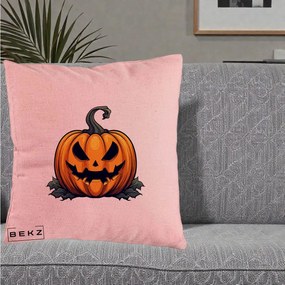 Perna Decorativa Halloween Jack-o'-Lantern Infricosator, 40x40 cm, Roz, Husa Detasabila, Perna Inclusa, BEKZ®