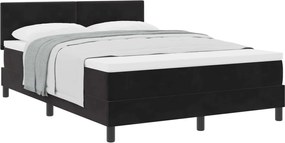 vidaXL Pat cu arcuri cu saltea cu headboard Negru 140 x 200 cm Catifea