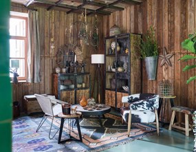 Vitrina din lemn de mango, metal si sticla, cu 2 usi, stil industrial, Revol