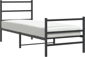 vidaXL Cadru pat metalic cu tăblii de cap/picioare , negru, 75x190 cm