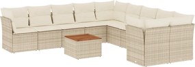 vidaXL Set canapele de grădină cu perne, 11 piese, bej, poliratan