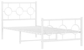 376286 vidaXL Cadru de pat metalic cu tăblie de cap/picioare, alb, 90x200 cm