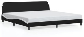373263 vidaXL Cadru de pat cu tăblie negru și alb 200x200cm piele artificială