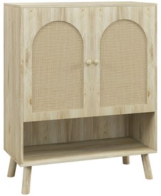 HOMCOM Dulap de depozitare Boho cu uși decorative din ratan | Aosom Romania