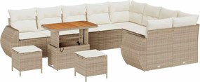 vidaXL Set de canapele pentru grădină 12 pcs Bej și crem Poli Rattan