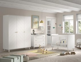 Set Mobilier Complet pentru Bebeluși, 4 Piese, Alb Satinat (Pin Masiv și MDF) – Billy – Vipack