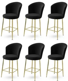 Set de scaune de bar Alte Black and Gold, 6 bucăți, 6 buc.