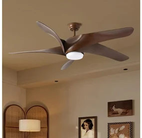 ZEVENTI - Ventilator LED de tavan LUCCA LED/18W/230V Wi-Fi Tuya maro + DO
