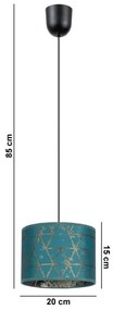 Lustră pe cablu REZO 1xE27/60W/230V turcoaz