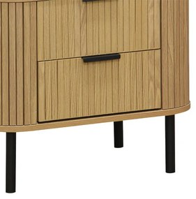 Noptiera Scandi cu 2 sertare culoarea lemn naturala cu picioare negre 57x42x50cm