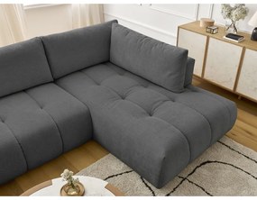 Colțar gri închis extensibil/cu spațiu de depozitare (cu colț pe partea dreaptă/în formă de "U") Fuji – Bobochic Paris