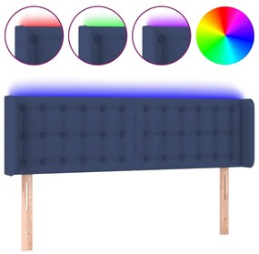 3123674 vidaXL Tăblie de pat cu LED, albastru, 147x16x78/88 cm, textil