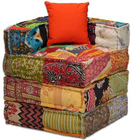Canapea puf modulara cu 4 locuri, petice, material textil 1, Peticit, Canapea de colt cu 4 locuri cu spatar