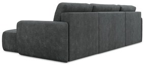 Colțar gri închis extensibil/cu spațiu de depozitare cu tapițerie din chenille (în formă de "U") Lilo – Makamii