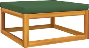 vidaXL Taburet de grădină cu pernă verde, lemn masiv de acacia