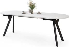 Mazzoni Masă ovală extensibilă ALMO Alb Mat / picioare negre
