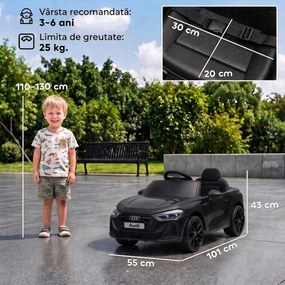 AIYAPLAY Mașină Electrică pentru Copii 12V Audi A5L cu Telecomandă, Baterie cu Litiu, 2 Motoare, Telecomandă, Negru | Aosom Romania