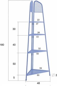 Etajeră metalică pe colț pentru balcon, înălțime 180 cm, albastru MWH - Garden Pleasure
