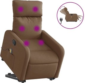 vidaXL Fotoliu electric de masaj rabatabil cu ridicare, maro, textil