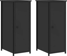 vidaXL Noptiere, 2 buc., negru, 32x42x80 cm, lemn compozit