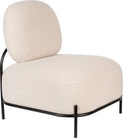 Fotoliu crem cu tapițerie din țesătură bouclé Polly – White Label