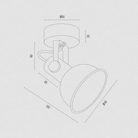 Aplica de perete / tavan cu spot directionabil design modern Lenora rosu
