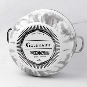 Resigilat: Oala Goldmann GM 8017-24W, 6.2 L, 24x15 cm, Email, Acoperire antiaderenta, Inductie, Alb/Marmură