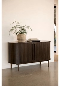 Comodă maro cu aspect de lemn de stejar cu ușă glisantă 140x76x45 cm Meta – Unique Furniture