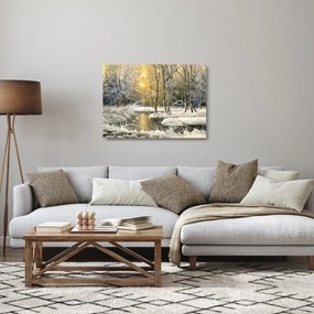 Tablou pe sticlă - Cabană în pădure, pictură în uei (70x50 cm)