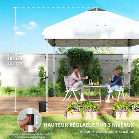 Outsunny Pavilon de grădină exterior 3x3 m, tonelă pliantă pop-up, roți, protecție solară UPF50+, înălțime reglabilă, alb | Aosom Romania