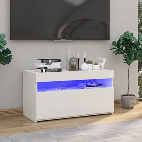 804391 vidaXL Comodă TV cu lumini LED, alb, 75x35x40 cm