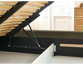 Pat matrimonial verde închis tapițat cu spațiu de depozitare și somieră 180x200 cm Jagna – Bobochic Paris