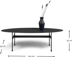 Măsuță de cafea neagră din metal 39x120 cm Mira – Spinder Design