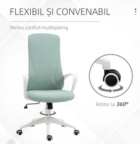 Vinsetto Scaun de birou ergonomic, cu înălțime ajustabilă și balans, 62x56x110-119,5 cm, verde | Aosom Romania