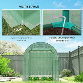 Outsunny Sera de gradina tip tunel cu ferestre si usi rulante, sera pentru plante cu invelis din PE, verde, 180x180x200cm | Aosom Romania