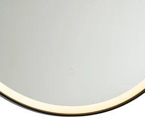 Oglinză de baie neagră 70 cm cu LED cu dimmer tactil - Miral