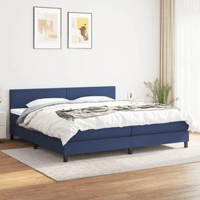 3139927 vidaXL Pat box spring cu saltea, albastru, 200x200 cm, textil