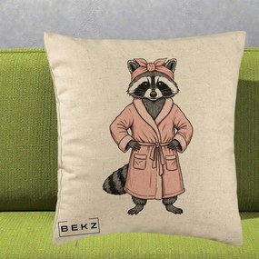 Perna Decorativa Albinuta Kawaii Vesela, 40x40 cm, Bej, Husa Detasabila, Perna Inclusa, BEKZ®