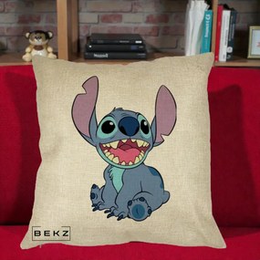Perna Personalizata Stitch Zambitor, 40x40 cm, Crem, Husa Detasabila, Perna Inclusa, BEKZ®