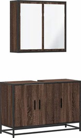 vidaXL Set mobilier de baie, 2 piese, stejar maro, lemn prelucrat