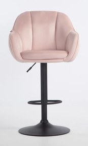 HR12055W Scaun Roz Pudra din Catifea cu Bază Neagră