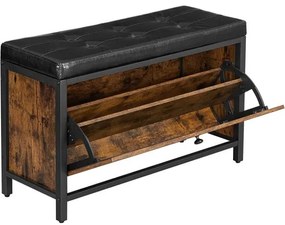 Banca De Pantofi, Vintage Maro Si Negru, 80 Cm